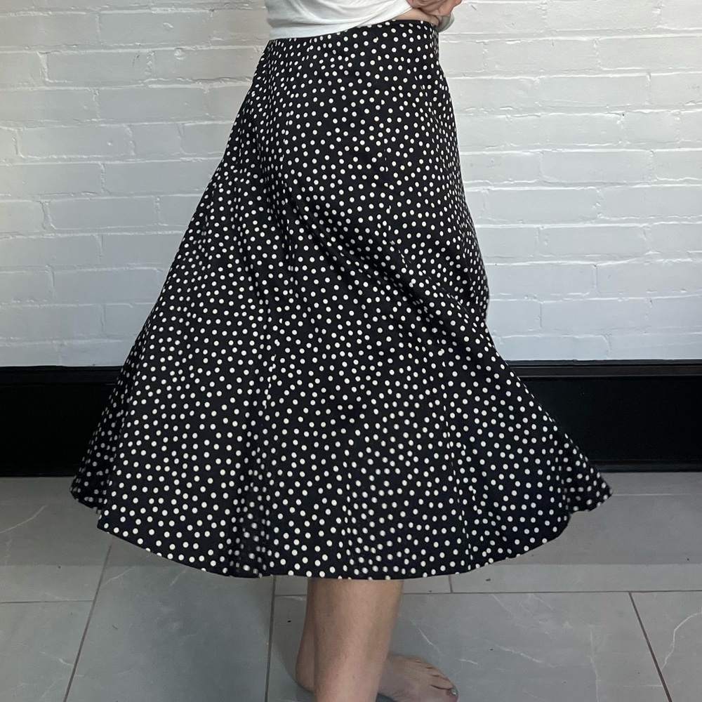 Jones New York Signature Black Tan Polka Dot Cotton Skirt - 6